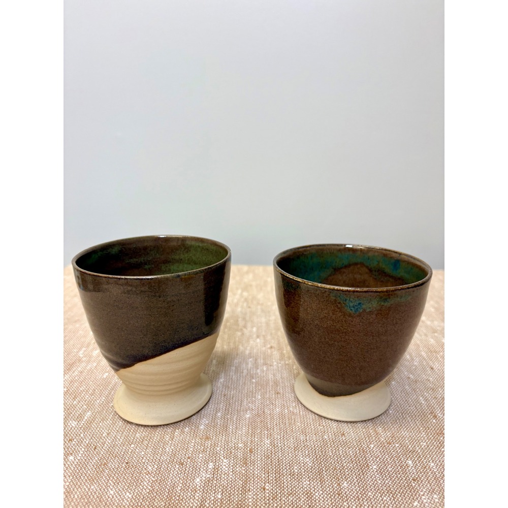VTG Studio Pottery Cups, Set of Signed Tumblers, Wabi-Sabi Tea Sake Cup